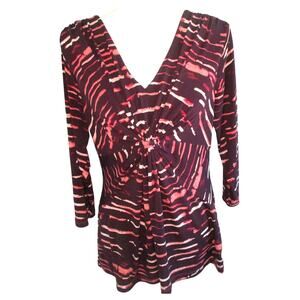 Daisy Fuentes Women's 3/4 Sleeve Purple Cinched Stretch Shirt Size Large